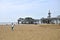 The Hague, Netherlands - May 8, 2015: Children playing at the beach, Scheveningen district