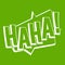 HAHA, comic text sound effect icon green