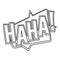 HAHA, comic text speech bubble icon, outline style