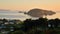 Hahei and a beautiful cliff lighted by the soft light of the sunset, Hahei, Coromandel Peninsula