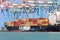 Haifa, Israel - October 11, 2021: MSC Mega Container Ship docked at Haifa shipping port.
