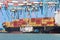 Haifa, Israel - October 11, 2021: MSC Mega Container Ship docked at Haifa shipping port.