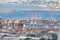 Haifa, Israel - October 2018: View of the harbor port of HaifÐ° and port cranes, cargo containers and ships in a sunny summer day