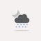 Hail, cloud and moon. Color icon with shadow. Weather vector illustration