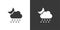 Hail, cloud and moon. Isolated icon on black and white background. Weather vector illustration