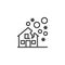 Hail damage house line icon