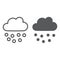 Hail line and glyph icon, weather and meteorology, cloud sign, vector graphics, a linear pattern on a white background.