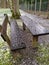 Hail on a park bench after heavy rainfall and stormy weather with hail storm and icy raindrops show need for insurance dangerous