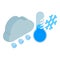Hailstorm icon isometric vector. Cloud with hail cold thermometer and snowflake
