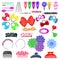Hair accessory vector kids hairpin or hair-slide and hair-clip ponytailer for girlish hairstyle illustration beauty