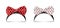 Hair band fashion accessory for baby girl vector illustrations. 3d realistic black headbands with ribbon bow in red and
