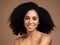 Hair care, afro beauty and portrait of black woman with clean shampoo hair, cosmetics and happy with skincare glow