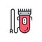 Hair clipper, trimmer, electric shaver flat color line icon.