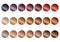 Hair color palette with a range of swatches. Tints. Color chart for hair dye