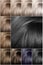 Hair color palette with a wide range of samples. Samples of colored hair colors. Shades of cold colors.