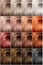 Hair color palette with a wide range of samples. Samples of dyed hair dyes.