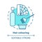 Hair colouring blue concept icon. Hair highlighting and dyeing, hairdo. Hairstyling idea thin line illustration