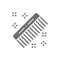 Hair comb, hairdresser brush, barber tool grey icon.