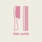 Hair comb icon. Device for combing hair thin line icon.