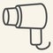 Hair dryer line icon. Hairdryer or blow dryer symbol, outline style pictogram on beige background. Hotel bathroom