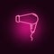 Hair dryer neon icon. Elements of Women\\\'s accessories set. Simple icon for websites, web design, mobile app, info graphics