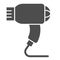 Hair dryer solid icon. Electric blow-dryer, drying with hot wind symbol, glyph style pictogram on white background