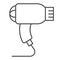 Hair dryer thin line icon. Electric blow-dryer, drying with hot wind symbol, outline style pictogram on white background
