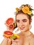 Hair and facial mask from fresh fruits for woman concept.