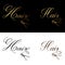 Hair logo, luxury classic clean style, elegant script text with scissors