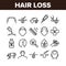 Hair Loss Collection Elements Icons Set Vector