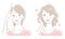 Hair parting thinning woman before after illustration. Beauty hair care concept
