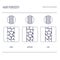 Hair porosity types chart of low, normal, high porous strand in line style