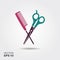 Hair salon with scissors and comb vector icon