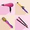 Hair styling tools icons