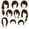 Hair styling for woman drawing Brown Set 1