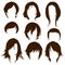 Hair styling for woman drawing Brown Set 2