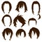 Hair styling for woman drawing Brown Set 3