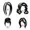Hair styly set. Woman profiles. Girl silhouettes collection. Fem