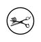 Hair thinning scissors silhouette.Hair cutting vector icon.