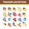 Hair Transplantation Isometric Icons Set Vector