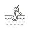 Hair Treatment Line Icon. Lice Magnifying on Skin Linear Pictogram. Medical Problem in Hair Follicle Outline Icon