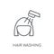 Hair washing linear icon. Modern outline Hair washing logo conce