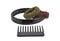 Hairband, comb and bobbles on white background