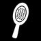Hairbrush vector icon. White comb illustration on black background. Solid linear beauty icon.