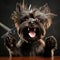Haircut of a happy Affenpinscher dog from a grooming salon by AI generated