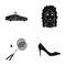 Hairdresser, celebration, sport and other web icon in black style.heel, model, leather, icons in set collection.