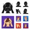 Hairdresser, cosmetic, salon, and other web icon in black,flat style.Means, hygiene, care icons in set collection.