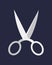 Hairdresser handle shape line work, art scissors separation salon open barber equipment and design symbol tailor object