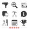 Hairdresser icons. Scissors cut hair symbol.