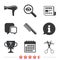 Hairdresser icons. Scissors cut hair symbol.